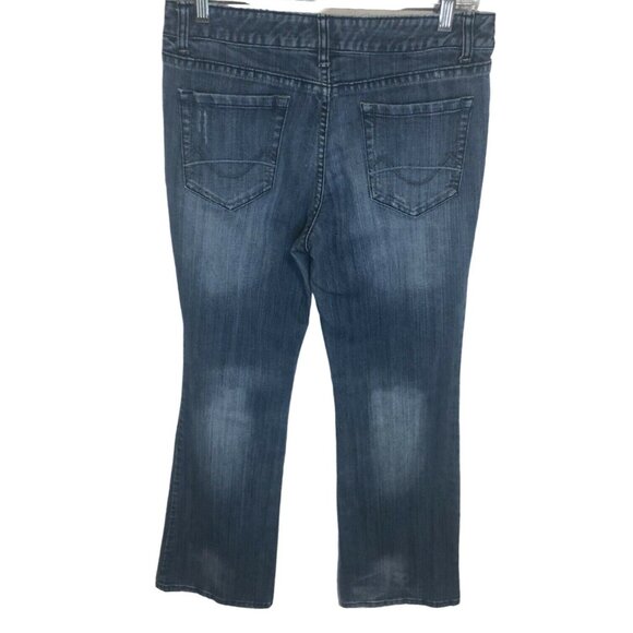 Mossimo Womens Size 9 Blue Denim Jeans Bootcut Low Rise Stretch Light Wash - Picture 2 of 5